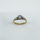 Vintage 18ct Gold & Platinum 0.20ct Diamond Solitaire Ring 750 Size N