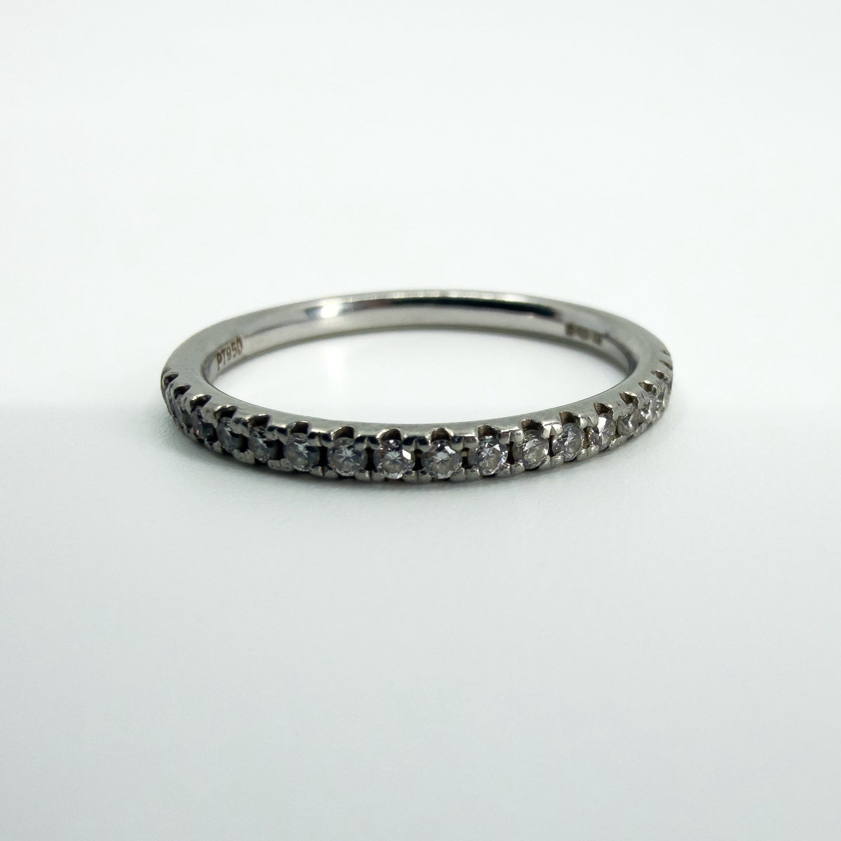 Skinny Platinum 0.28ct Diamond Eternity Band / Ring 950 Size P - Q