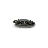 Large Vintage Sterling Silver Filigree Hematite Brooch 925