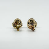 Vintage 9ct Pave Diamond Puffy Heart Stud Earrings 375