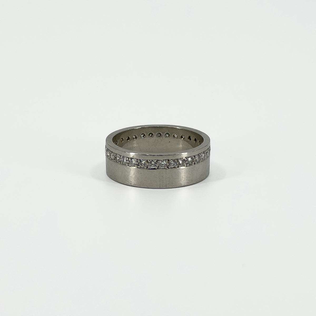 Chunky Wide 6.8mm Platinum Diamond Full Eternity Band / Ring 950 Size O (2007)