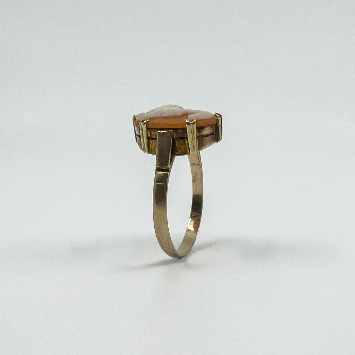 Vintage 9ct Gold Large Chunky Carved Cameo Ring 375 Size P
