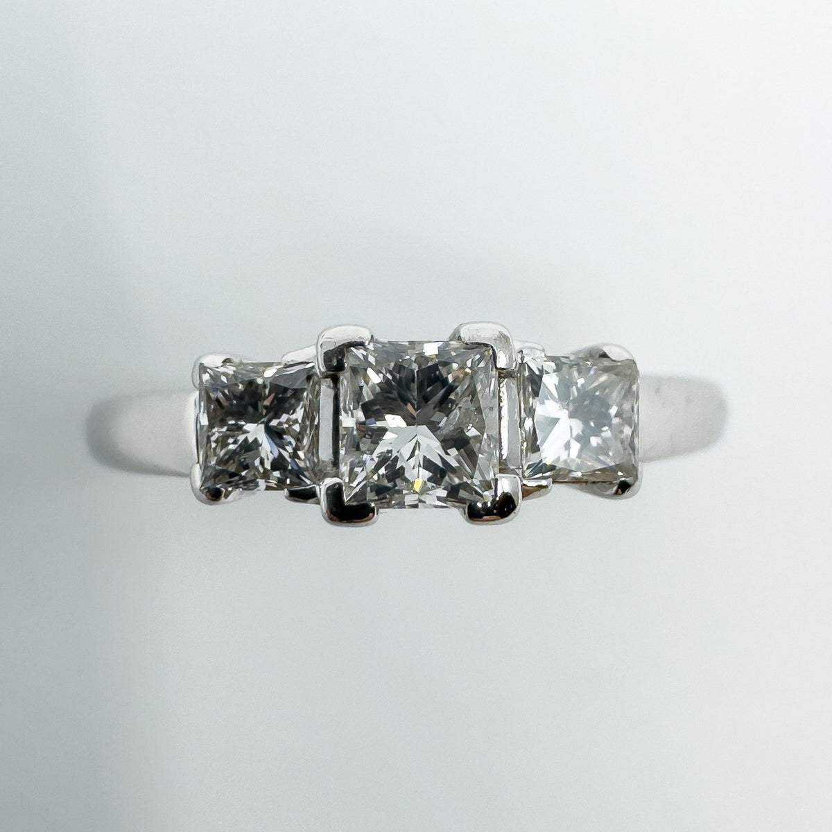 18ct White Gold 0.50ct Diamond Princess Trilogy Ring Size L