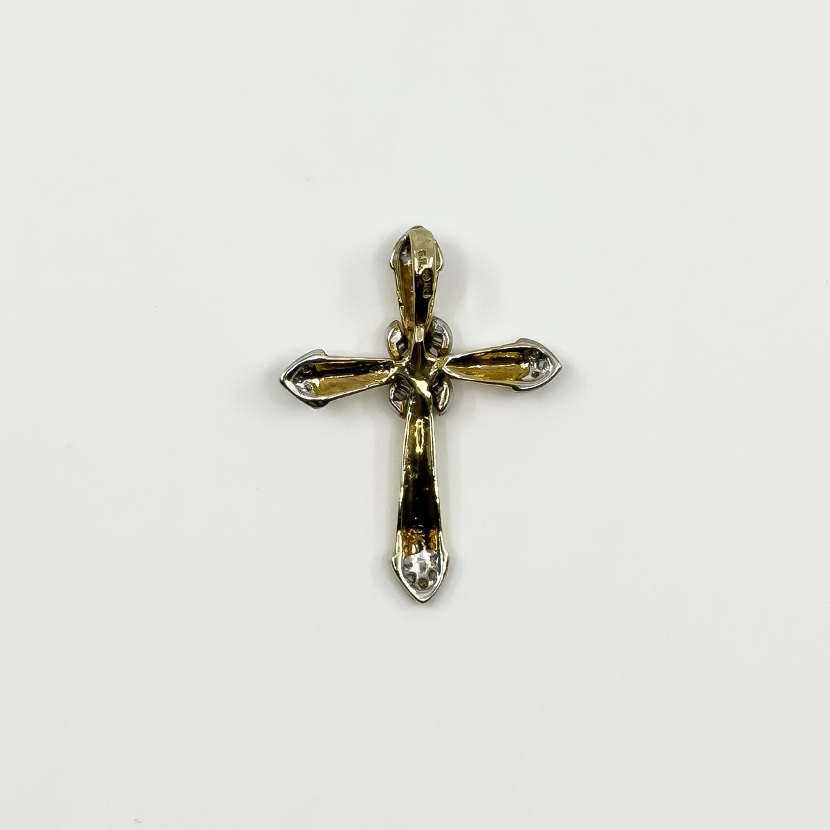 Vintage 9ct Gold Diamond Christian Cross Pendant 375