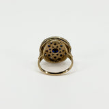 Antique Edwardian 14ct Gold Rose Cut Diamond & Sapphire Bombe Ring 585 Size O P
