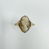 Vintage 9ct Gold Small Left Facing Carved Cameo Ring 375 Size P
