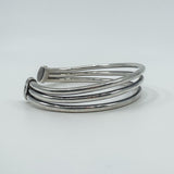 Vintage Sterling Silver Chunky Oval Trilogy Torque Bangle / Bracelet 925 29g