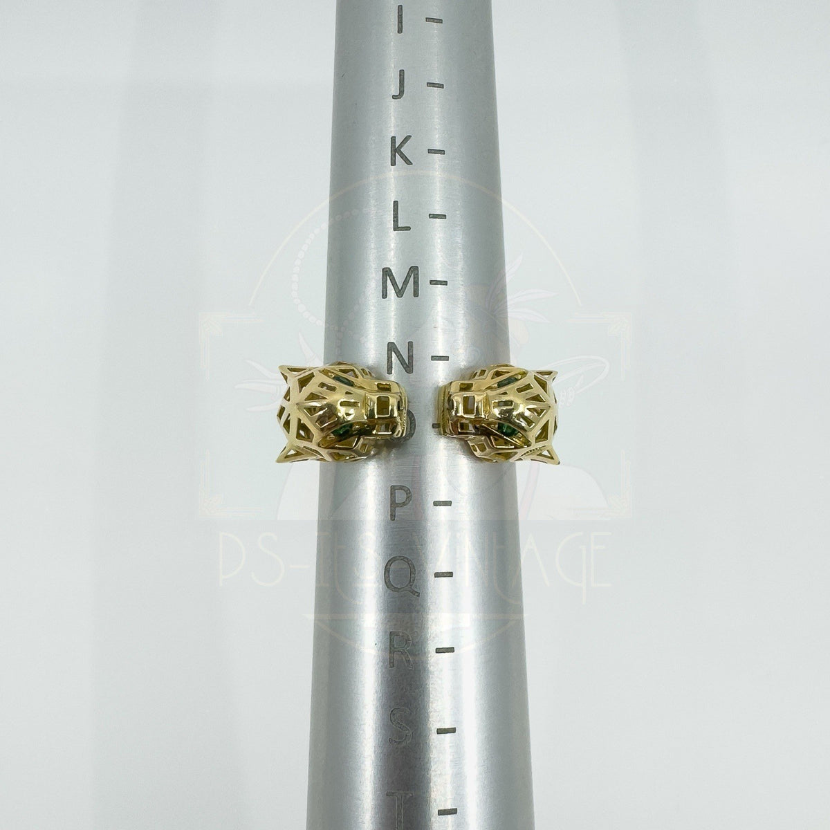 18ct Gold Gem Set Double Panther Head Ring Size O 750