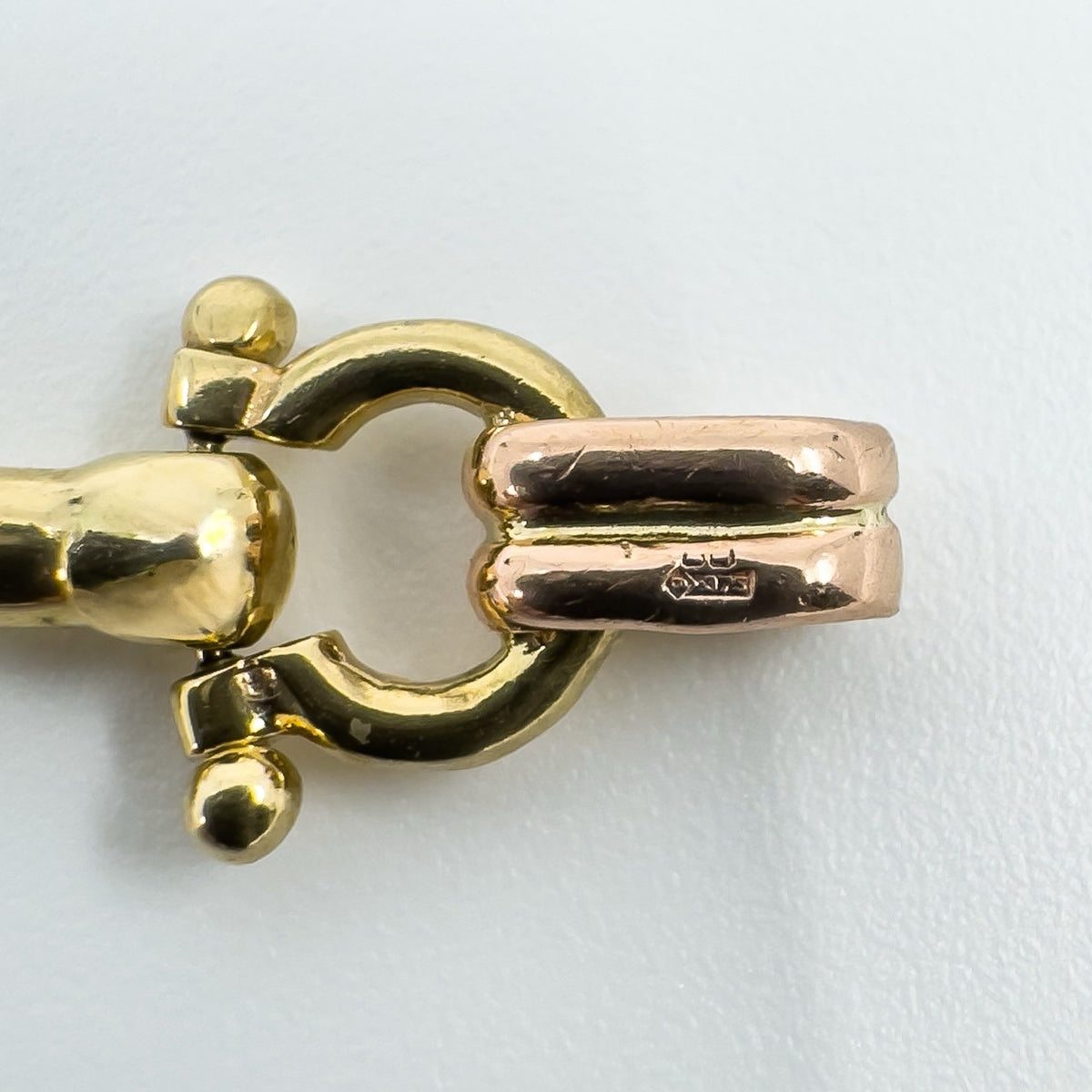 Rare Vintage 9ct Rose & Yellow Gold Horsebit Snaffle Equestrian 8.5” Bracelet
