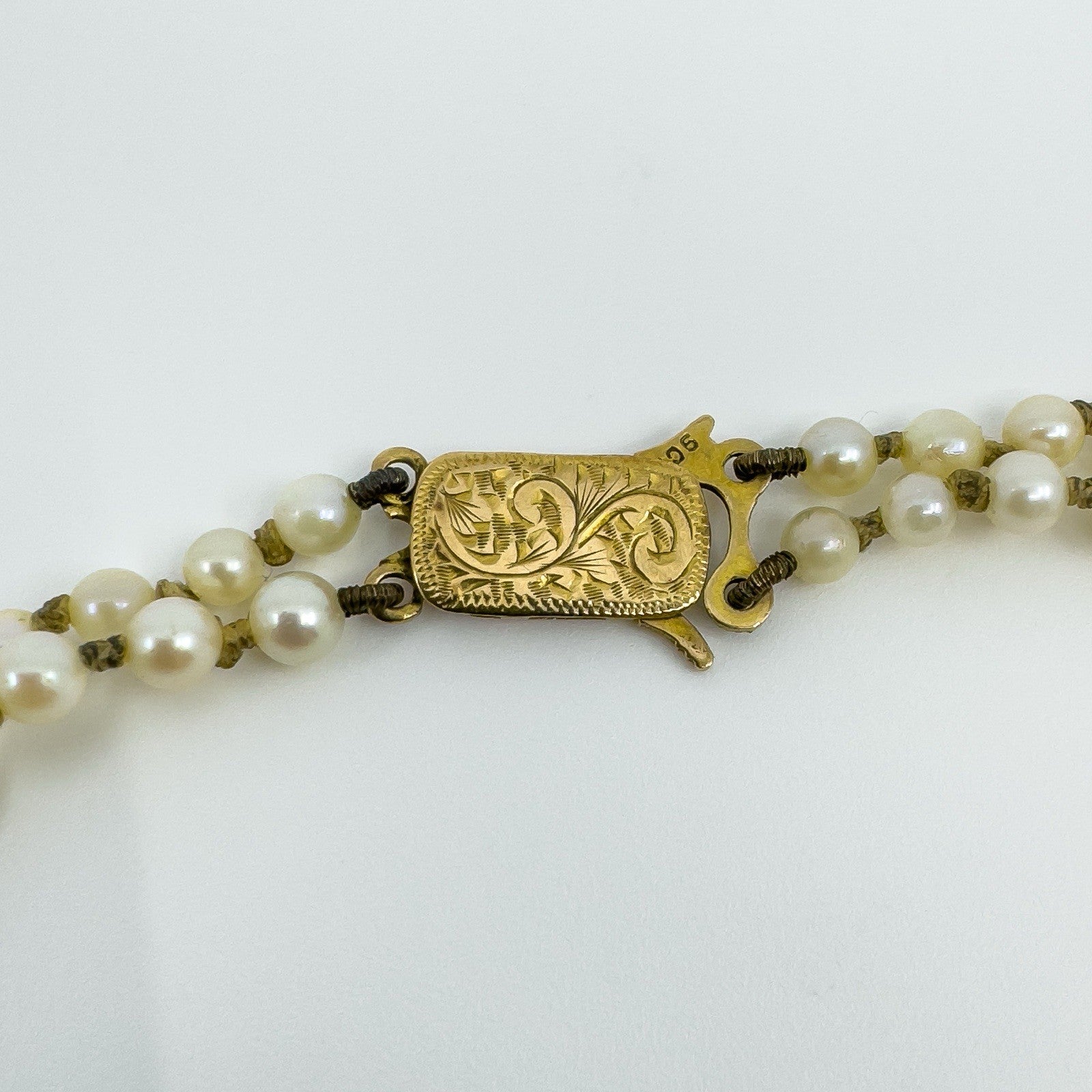 Vintage 9ct Gold Cultured Double Row Pearl 17” Necklace 375