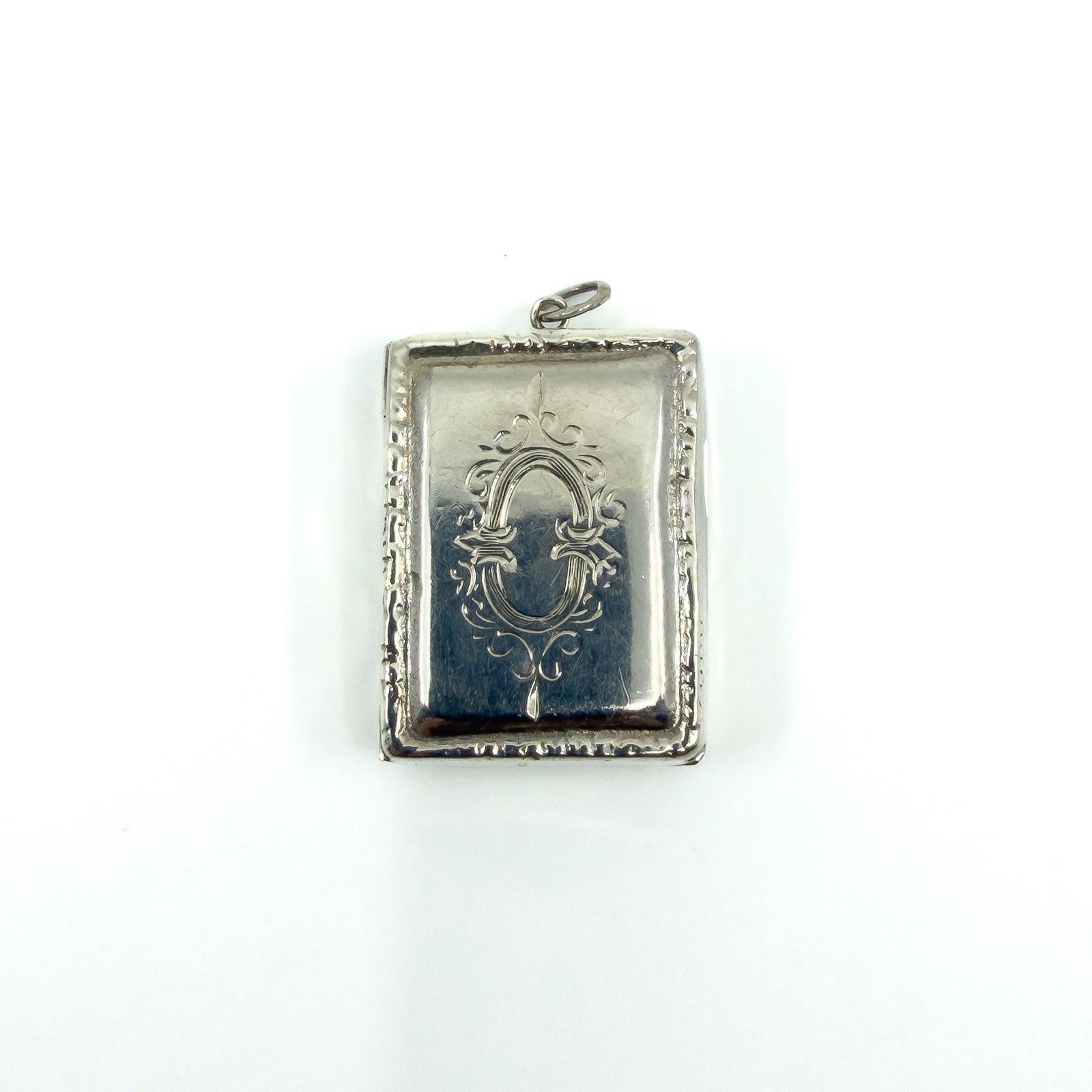 Chunky Vintage Sterling Silver Engraved Initail O Secret Locket Photo Book 925