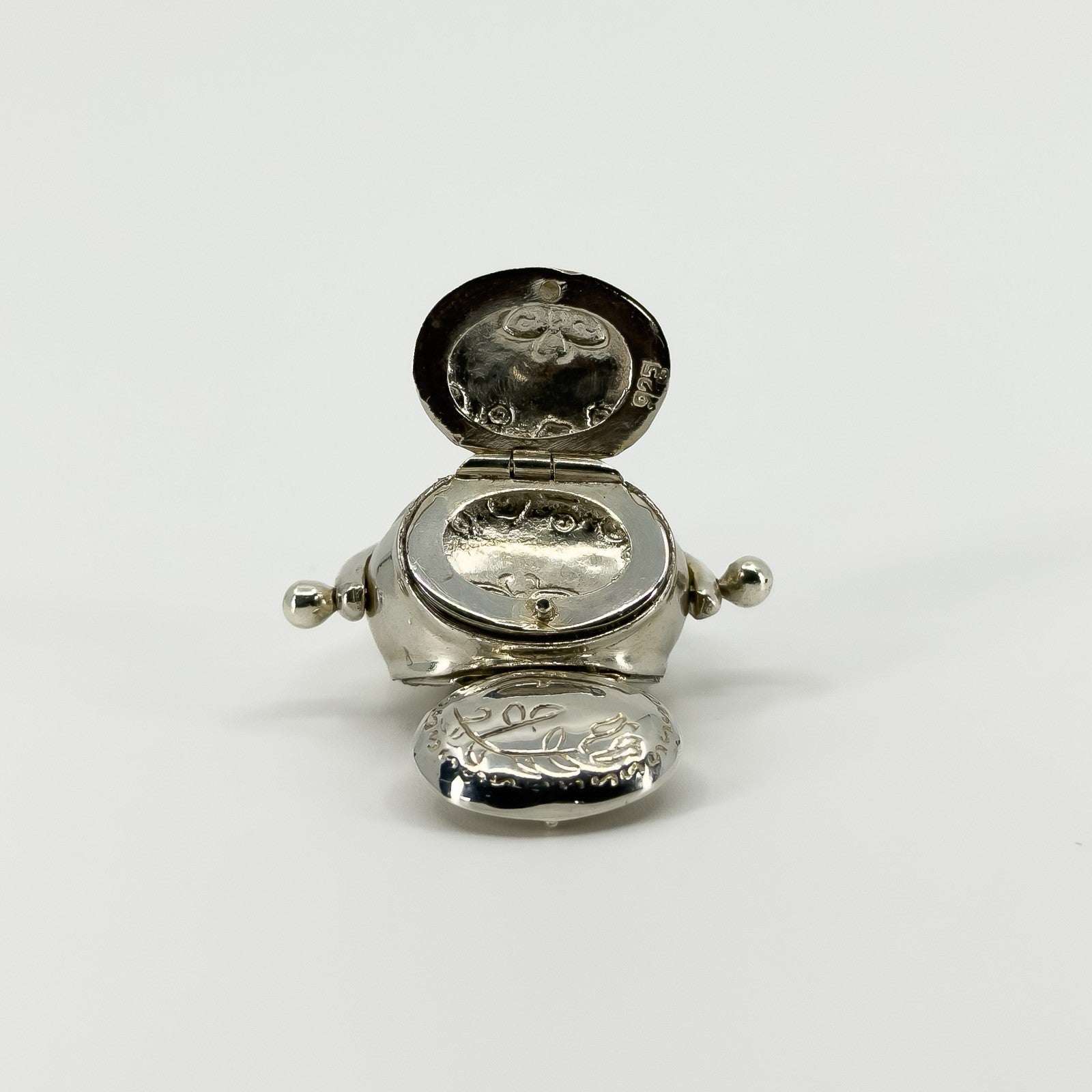 Unusal Vintage Sterling Silver Spinning 3x Sided Photo Locket Fob / Pendant 925