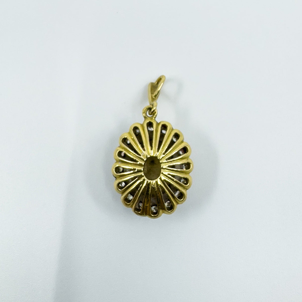 Vintage 18ct Gold Blue Enamel & Diamond Pendant