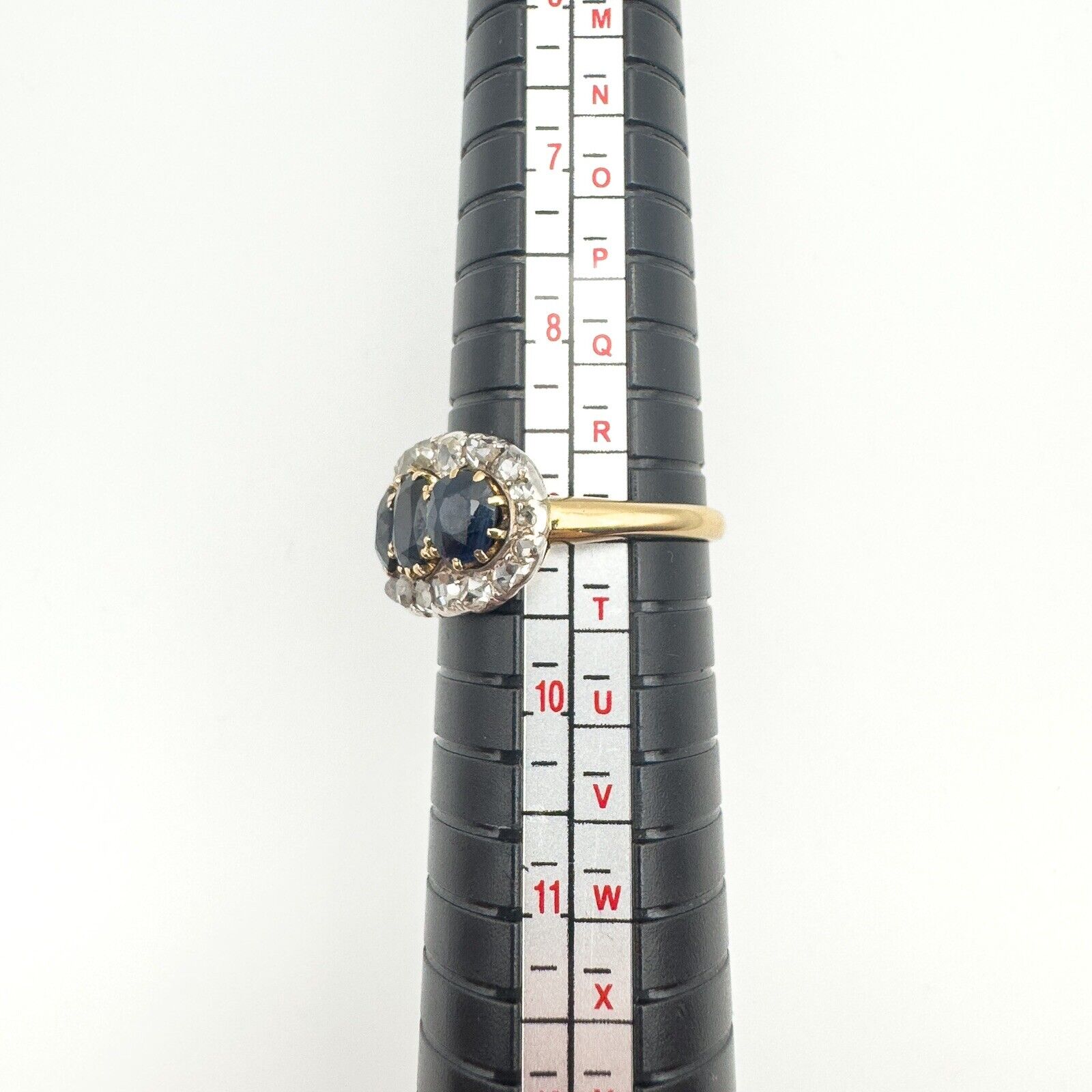 Antique 18ct Gold1.80ct Trilogy Sapphire & Rose Cut Diamond Ring Size R - S