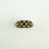 Antique Art Deco 18ct Gold Sapphire & Old Cut Diamond Half Hoop Ring 750 Size P