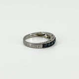 Sterling Silver 1ct Blue Diamond Half Eternity Band / Ring 925 Size R