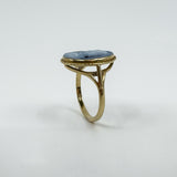Vintage 9ct Gold Blue Agate Carved Cameo Ring Size Q 1/2