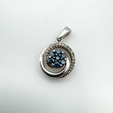 Unusual Blue & White 0.20ct Diamond Pendant in Sterling Silver 925
