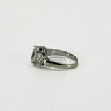 Chunky 9ct White Gold 2.30ct CZ Trilogy Engagment Ring 375 Size J