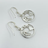 New World Map Earrings on Shepherd Hooks in Sterling Silver 925