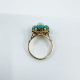 Antique 14ct Gold Pearl & Turquoise Ring Size L