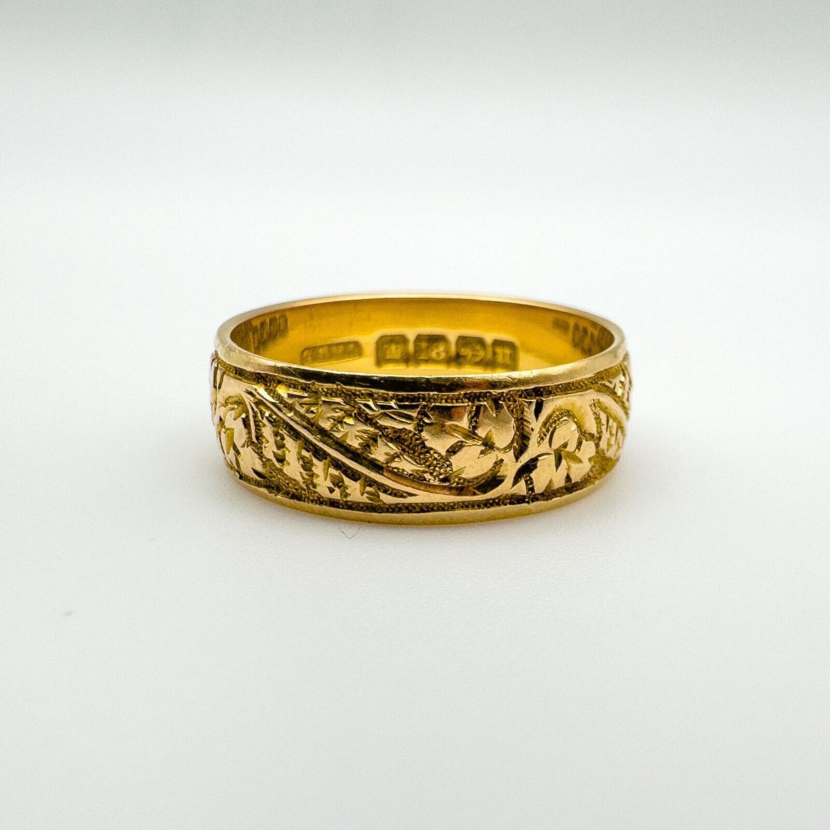 Antique 18ct Gold Ivy Vine Engraved Wedding Eternity Stacking Ring 5.5g P - Q