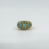 Antique 14ct Rose Gold Turquoise Bombe Ring Size M