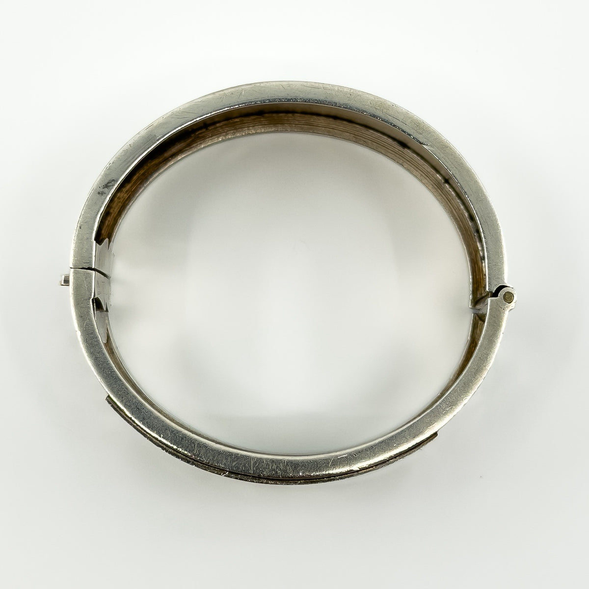 Wide Antique 1883 Victorian Sterling Silver Engraved Floral Bangle 925