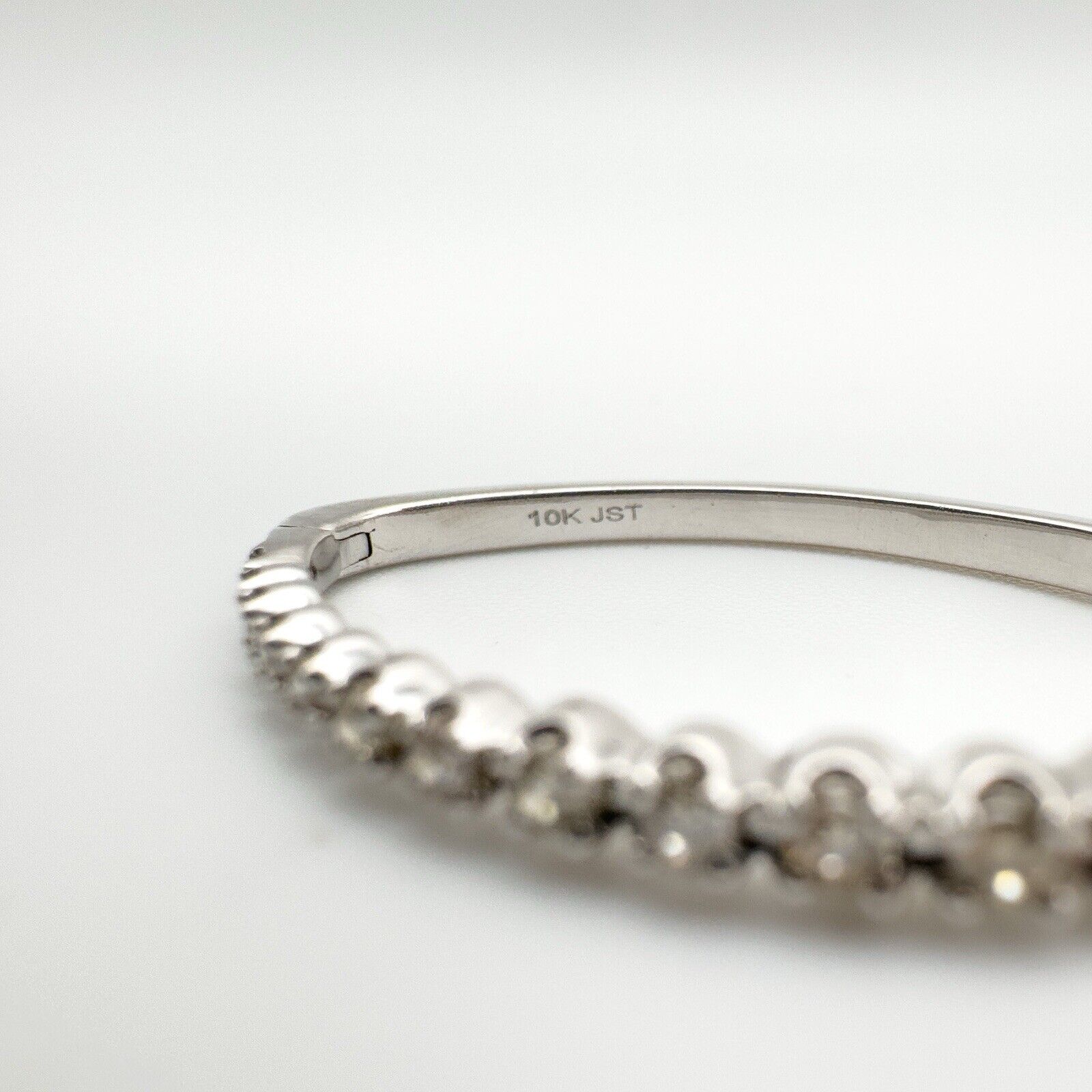 10ct White Gold Large Diamond Hoop Earrings