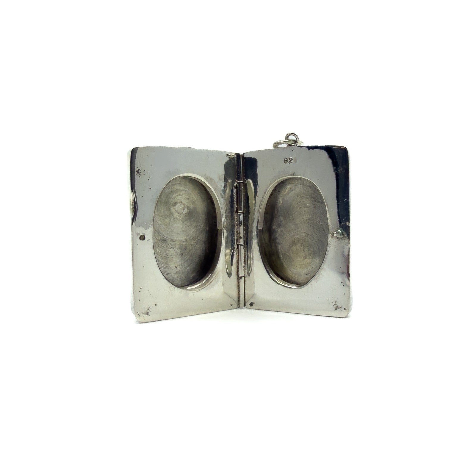 Chunky Vintage Sterling Silver Engraved Initail O Secret Locket Photo Book 925
