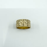 Vintage 9ct Gold Wide Chevron Engraved Full Band Ring 375 Size L (London 1972)