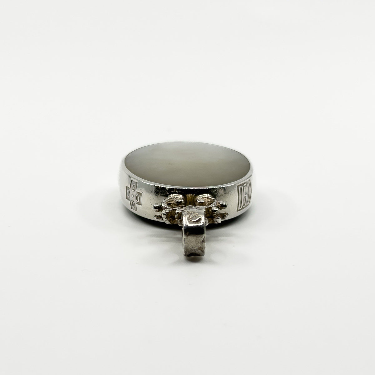 Chunky Vintage Double Sided Black Onyx & MOP Pendant 925 by David Scott Walker