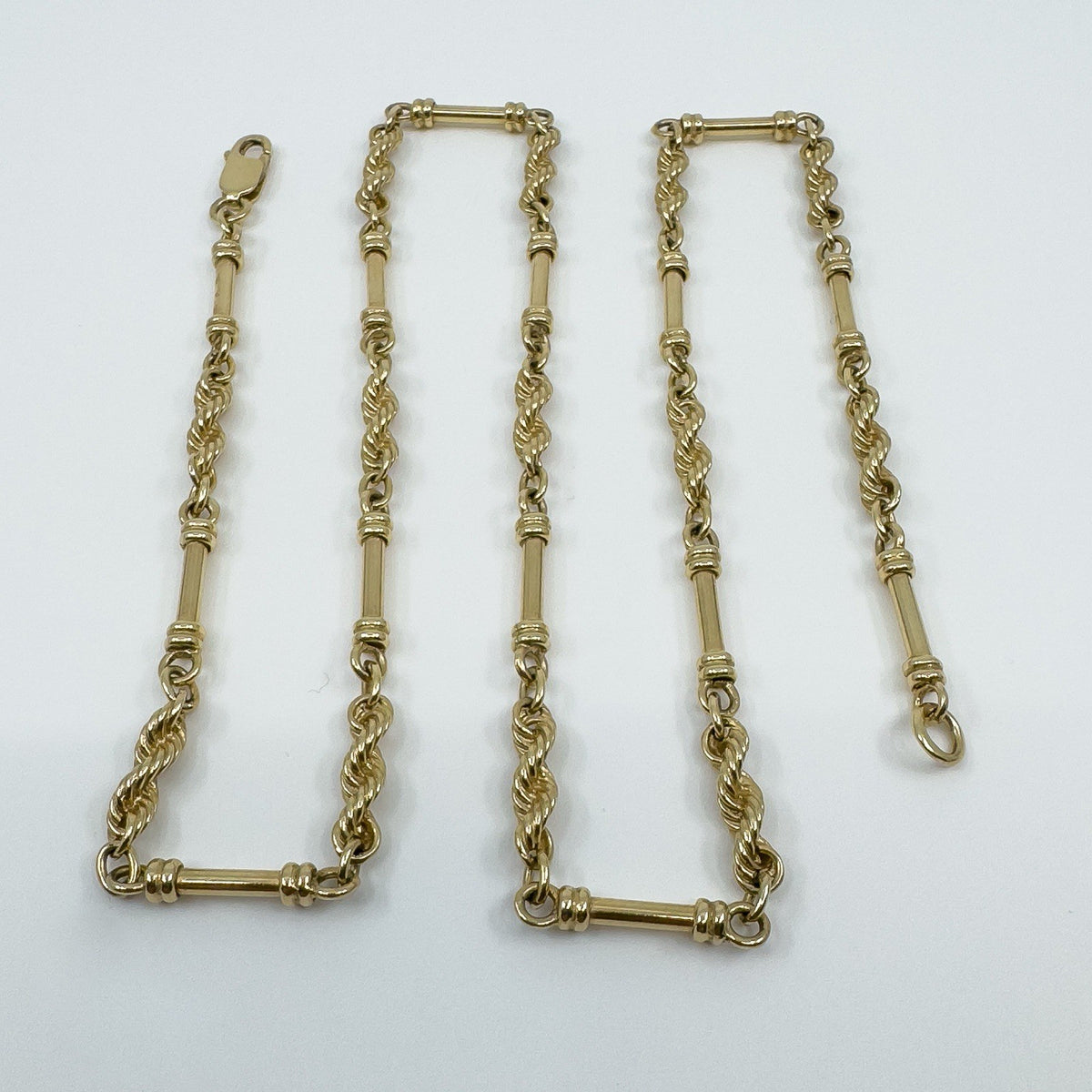 Vintage 9ct Gold 24” Bar & Twisted Links Chain / Necklace 37.5g Fancy Link 1992