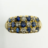Antique Art Deco 18ct Gold Sapphire & Old Cut Diamond Half Hoop Ring 750 Size P
