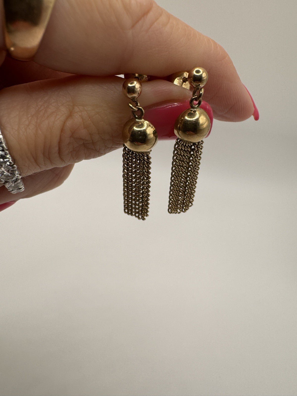 Vintage 9ct Gold Tassle Drop Earrings 375 (London 1977) Art Deco Style