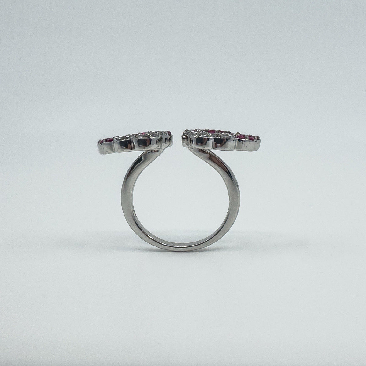 New Sterling Silver Ruby Double Angel Wings Ring 925 Size N - O