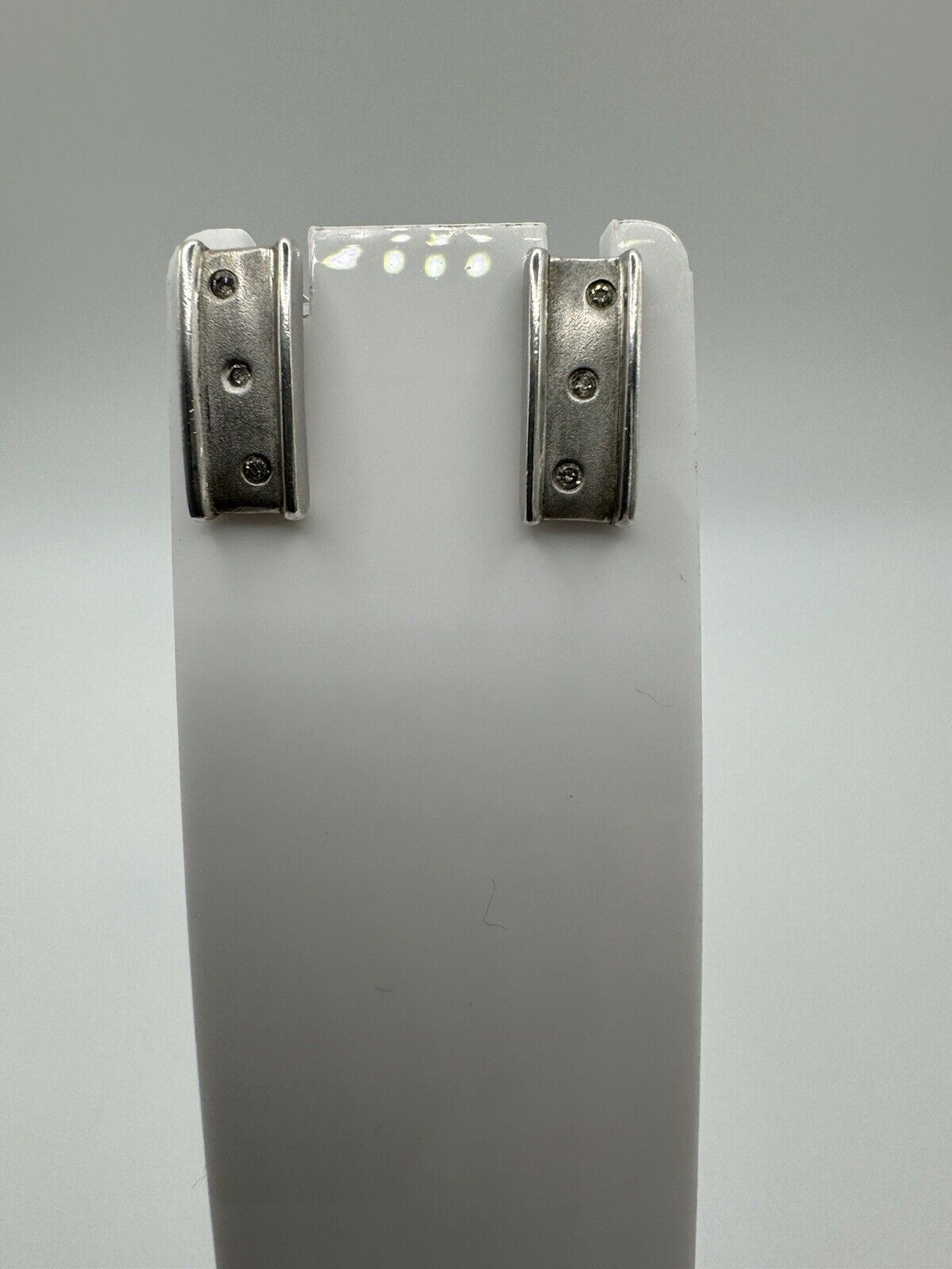 0.06ct Diamond Stud Bar Drop Earrings on Sterling Silver 925