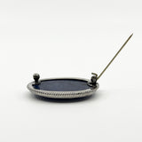 Large Vintage Sterling Silver Blue Agate Brooch 925 (Birm 1989)