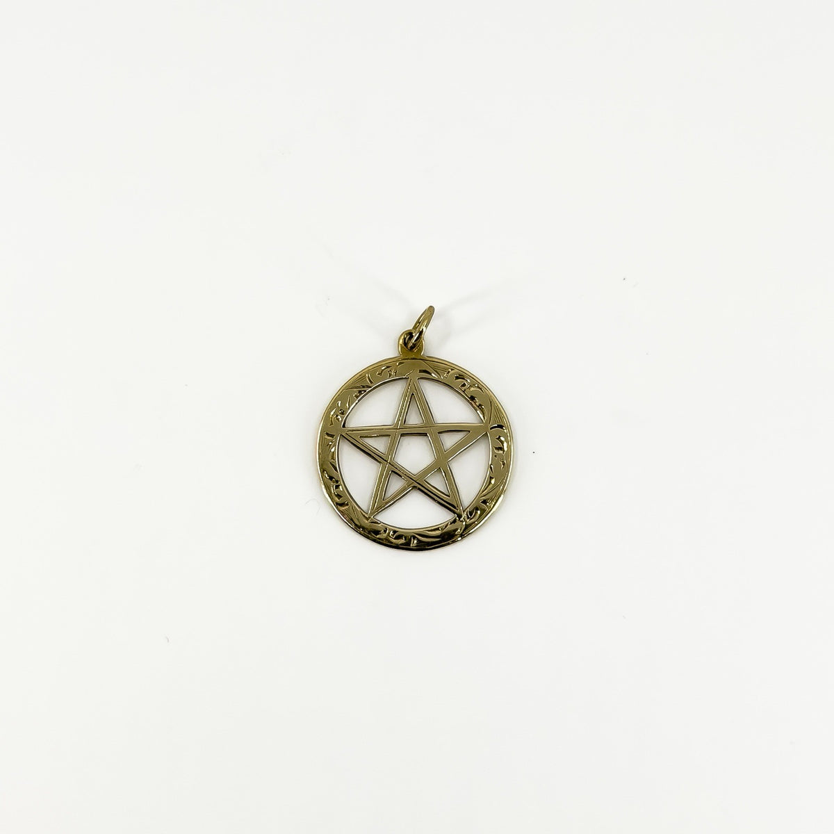 Vintage 9ct Rose Gold Engraved Pentagram / Pentacle Pendant 375 (Birm 1973)