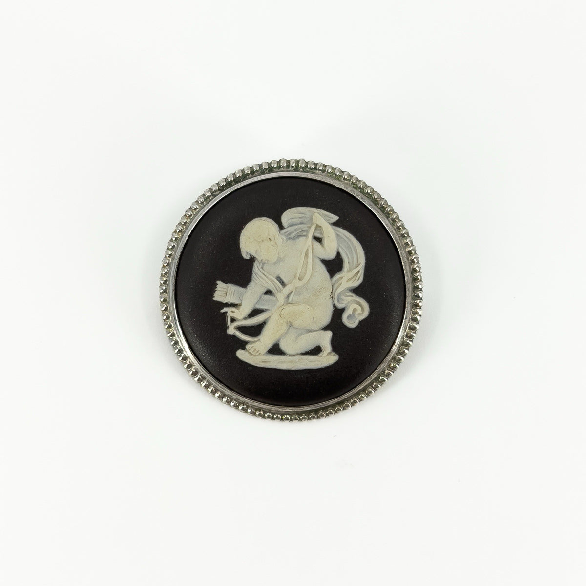 Vintage Sterling Silver Wedgewood Cupid Cherub Jasper Ware Cameo Brooch 925