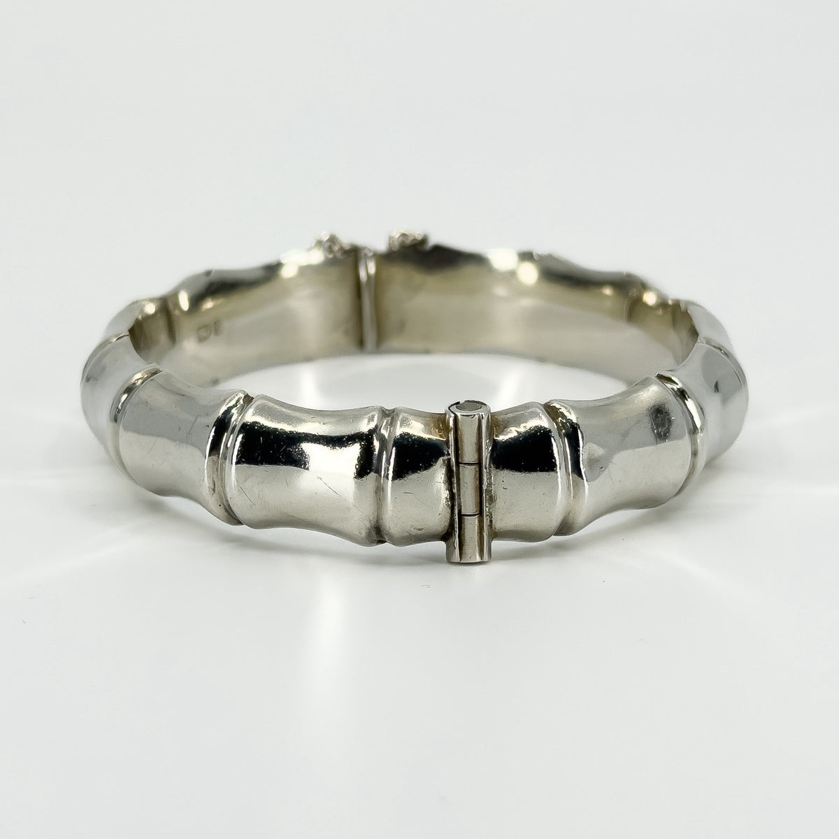 Chunky Vintage Sterling Silver Bamboo Bangle / Bracelet 925 (Birm 1976)