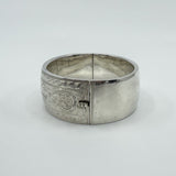 Vintage Sterling Silver Chunky Floral Engraved Bangle Bracelet 925 (Birm 1963)