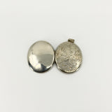 Vintage Sterling Silver Oval Floral Engraved Locket 925 (Birm 1975)