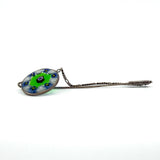 Vintage Sterling Silver Floral Murano Glass Millefiori Brooch / Stick Pin 925