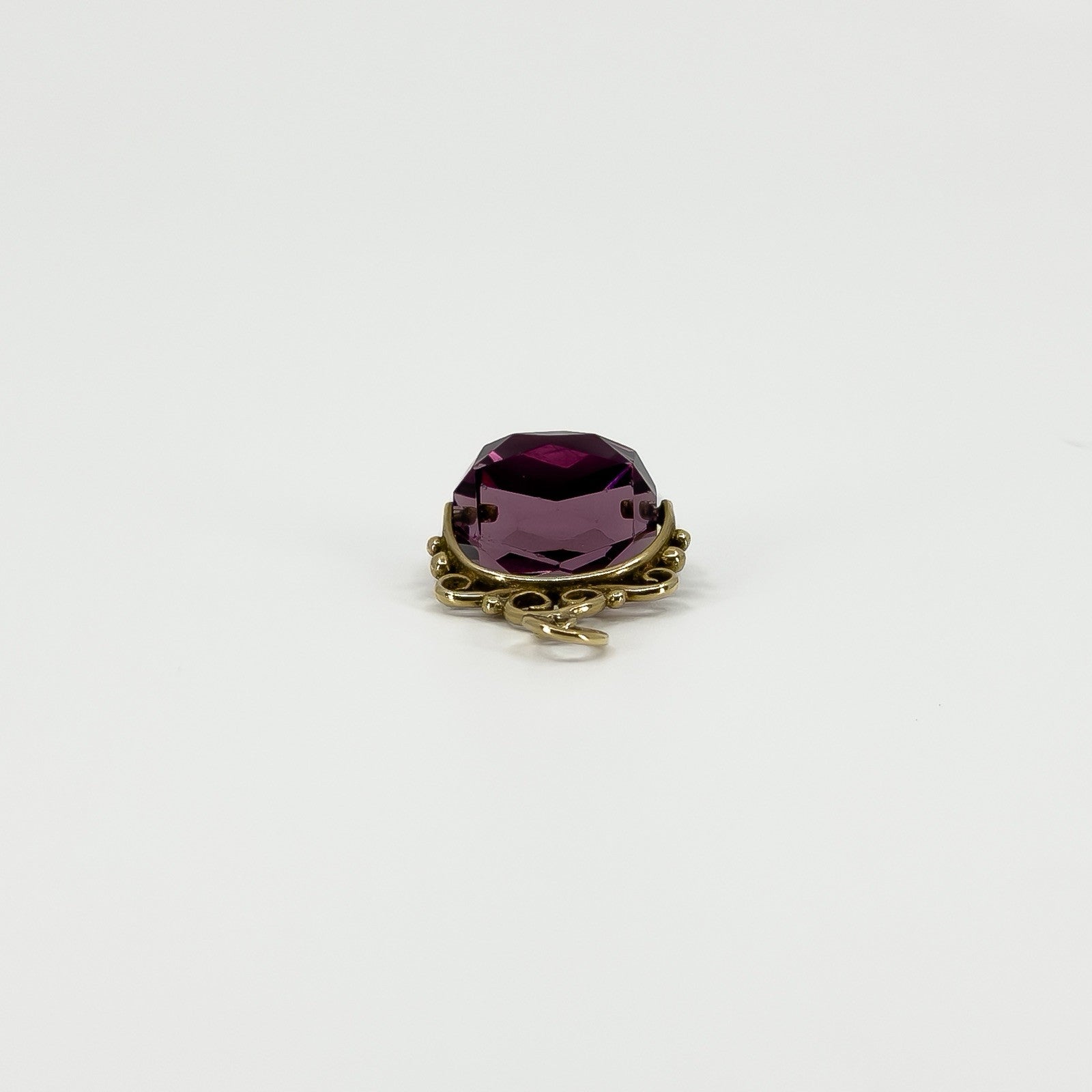Vintage 9ct Gold Spinning Amethyst Fob / Pendant / Charm 375 (Birm 1965)