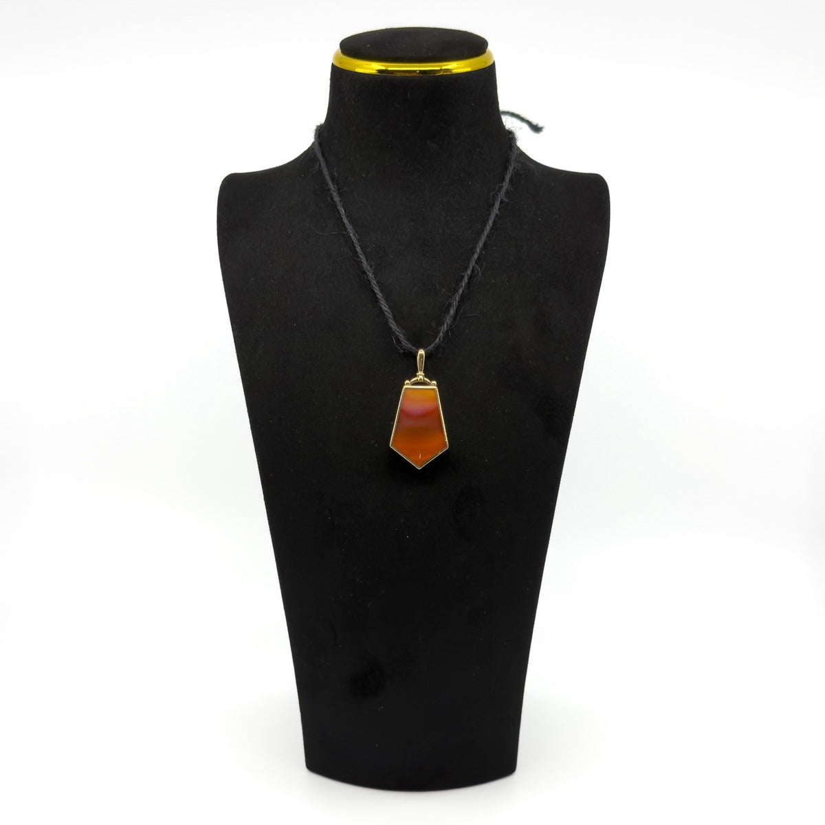 Large Chunky Vintage 9ct Gold Double Sided Green & Orange Agate Fob Pendant 375