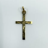 Vintage 9ct Gold Engarved Christian Cross Pendant / Charm 375 Reversible (1994)