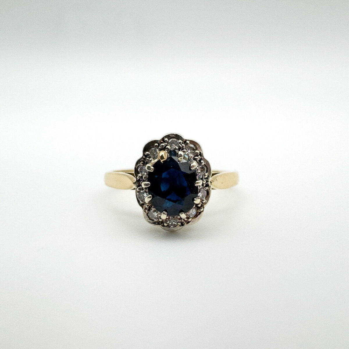 Vintage 9ct Gold Sapphire & Diamond Engagement Stacking Ring Size I - J