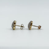 Vintage 9ct Pave Diamond Puffy Heart Stud Earrings 375