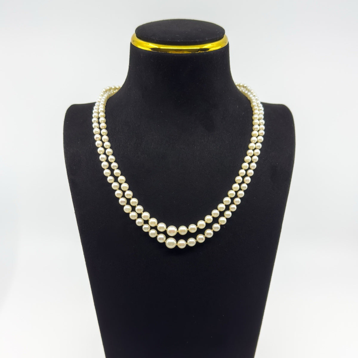 Vintage 9ct Gold Cultured Double Row Pearl 17” Necklace 375